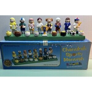 Rite Lite Chanukah Sports Menorah Susan Fischer Weis Ceramic Judaica Repaired